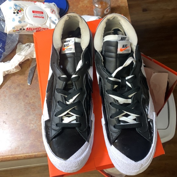 Patent Black Nike Blazer Low / Sacai SIZE 14 - Picture 2 of 10